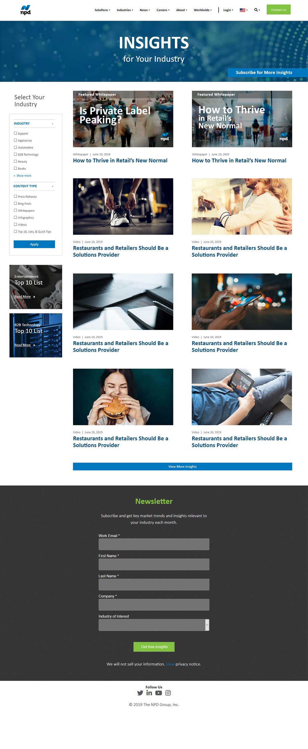 The NPD Group, Insights Page