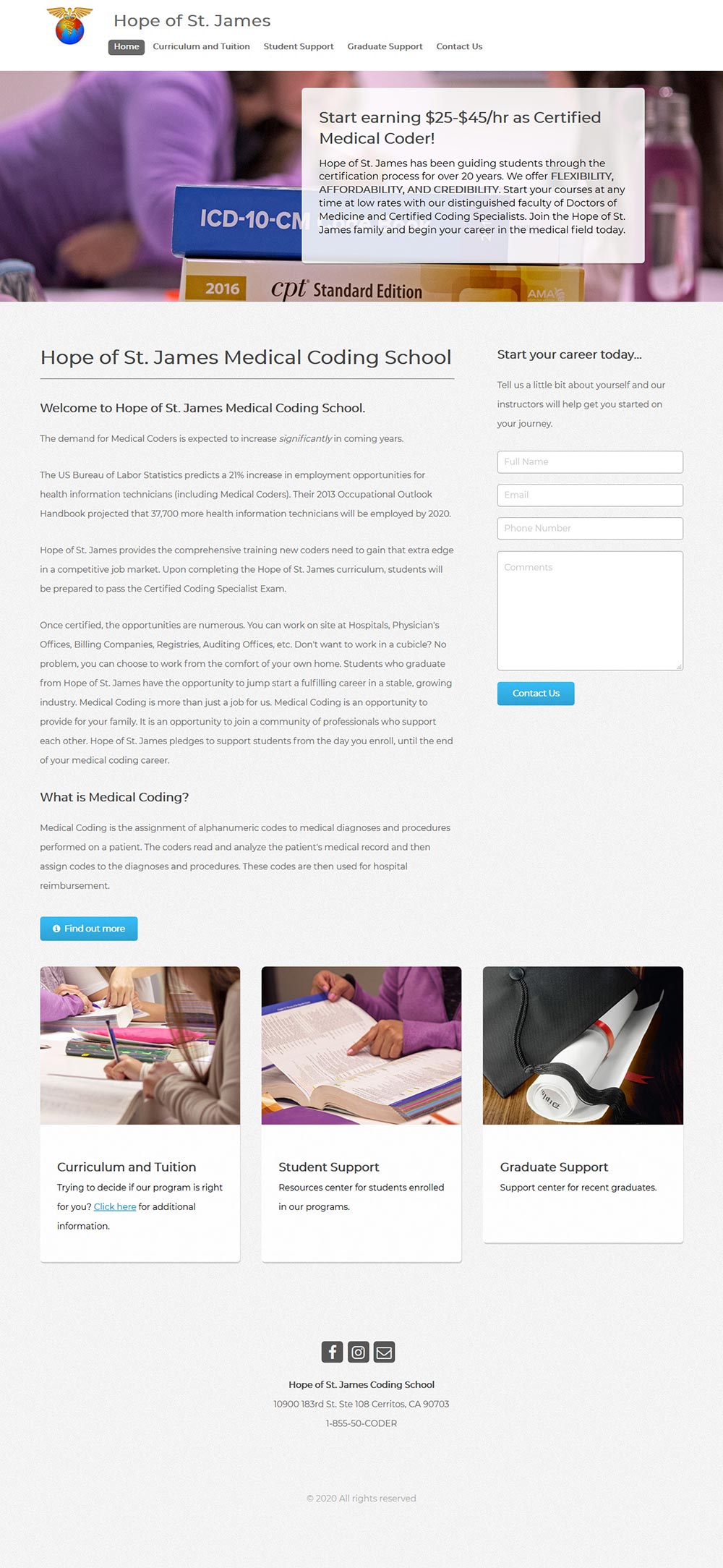 The Hope of St. James, Medical Coding School